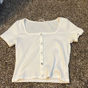 White cropped button up